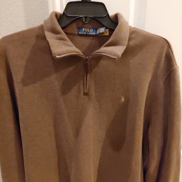Ralph Lauren Polo Mens Brown Pullover Quarter Zip Mock Collar XXL TTG - Picture 2 of 6